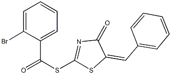 S-(5-benzylidene-4-oxo-4,5-dihydro-1,3-thiazol-2-yl) 2-bromobenzenecarbothioate Structure
