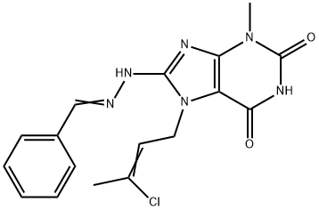 benzaldehyde [7-(3-chloro-2-butenyl)-3-methyl-2,6-dioxo-2,3,6,7-tetrahydro-1H-purin-8-yl]hydrazone Structure