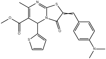 methyl 2-[4-(dimethylamino)benzylidene]-7-methyl-3-oxo-5-(2-thienyl)-2,3-dihydro-5H-[1,3]thiazolo[3,2-a]pyrimidine-6-carboxylate Struktur