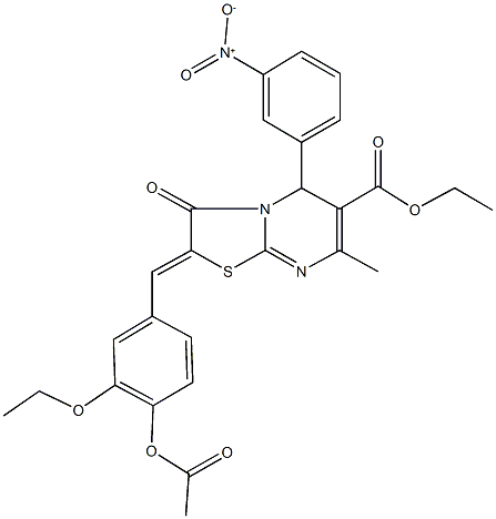 324073-93-0 ethyl 2-[4-(acetyloxy)-3-ethoxybenzylidene]-5-{3-nitrophenyl}-7-methyl-3-oxo-2,3-dihydro-5H-[1,3]thiazolo[3,2-a]pyrimidine-6-carboxylate
