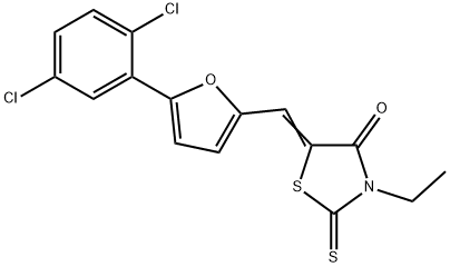 5-{[5-(2,5-dichlorophenyl)-2-furyl]methylene}-3-ethyl-2-thioxo-1,3-thiazolidin-4-one 化学構造式