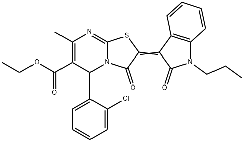 324566-02-1 ethyl 5-(2-chlorophenyl)-7-methyl-3-oxo-2-(2-oxo-1-propyl-1,2-dihydro-3H-indol-3-ylidene)-2,3-dihydro-5H-[1,3]thiazolo[3,2-a]pyrimidine-6-carboxylate