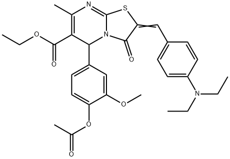 324566-26-9 ethyl 5-[4-(acetyloxy)-3-methoxyphenyl]-2-[4-(diethylamino)benzylidene]-7-methyl-3-oxo-2,3-dihydro-5H-[1,3]thiazolo[3,2-a]pyrimidine-6-carboxylate