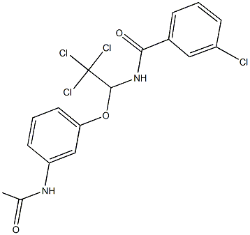 N-{1-[3-(acetylamino)phenoxy]-2,2,2-trichloroethyl}-3-chlorobenzamide Struktur
