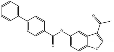 3-acetyl-2-methyl-1-benzofuran-5-yl [1,1'-biphenyl]-4-carboxylate Structure
