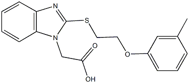 (2-{[2-(3-methylphenoxy)ethyl]sulfanyl}-1H-benzimidazol-1-yl)acetic acid Struktur