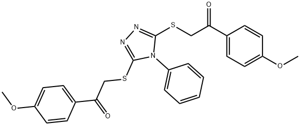 1-(4-methoxyphenyl)-2-[(5-{[2-(4-methoxyphenyl)-2-oxoethyl]sulfanyl}-4-phenyl-4H-1,2,4-triazol-3-yl)sulfanyl]ethanone Struktur