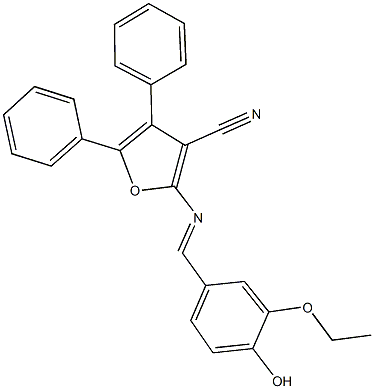 2-[(3-ethoxy-4-hydroxybenzylidene)amino]-4,5-diphenyl-3-furonitrile Structure