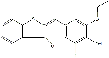 2-(3-ethoxy-4-hydroxy-5-iodobenzylidene)-1-benzothiophen-3(2H)-one 化学構造式