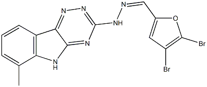 4,5-dibromo-2-furaldehyde (6-methyl-5H-[1,2,4]triazino[5,6-b]indol-3-yl)hydrazone Structure