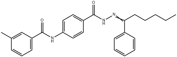 3-methyl-N-(4-{[2-(1-phenylhexylidene)hydrazino]carbonyl}phenyl)benzamide Struktur