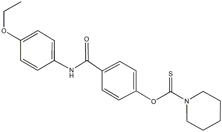 O-{4-[(4-ethoxyanilino)carbonyl]phenyl} 1-piperidinecarbothioate Structure