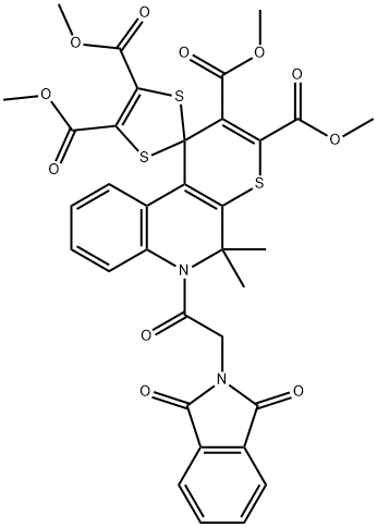 tetramethyl 5',5'-dimethyl-6'-[(1,3-dioxo-1,3-dihydro-2H-isoindol-2-yl)acetyl]-5',6'-dihydrospiro(1,3-dithiole-2,1'-[1'H]-thiopyrano[2,3-c]quinoline)-2',3',4,5-tetracarboxylate,328069-98-3,结构式