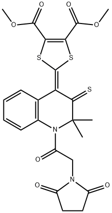 328072-24-8 dimethyl 2-(1-[(2,5-dioxo-1-pyrrolidinyl)acetyl]-2,2-dimethyl-3-thioxo-2,3-dihydro-4(1H)-quinolinylidene)-1,3-dithiole-4,5-dicarboxylate