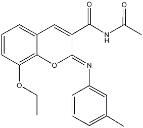 N-acetyl-8-ethoxy-2-[(3-methylphenyl)imino]-2H-chromene-3-carboxamide Structure