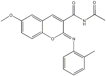 N-acetyl-6-methoxy-2-[(2-methylphenyl)imino]-2H-chromene-3-carboxamide Structure