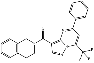 2-{[5-phenyl-7-(trifluoromethyl)pyrazolo[1,5-a]pyrimidin-3-yl]carbonyl}-1,2,3,4-tetrahydroisoquinoline Struktur