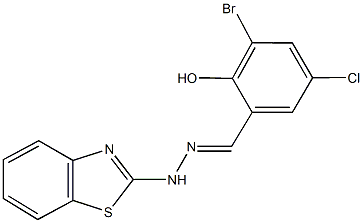3-bromo-5-chloro-2-hydroxybenzaldehyde 1,3-benzothiazol-2-ylhydrazone 结构式