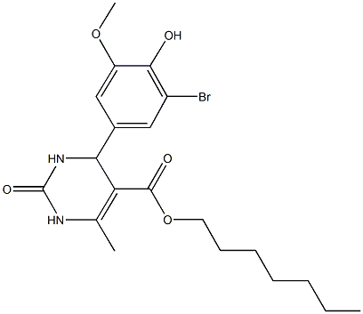 heptyl 4-(3-bromo-4-hydroxy-5-methoxyphenyl)-6-methyl-2-oxo-1,2,3,4-tetrahydro-5-pyrimidinecarboxylate Structure