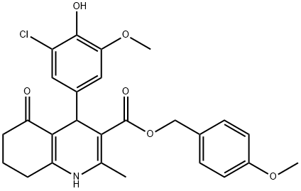 329072-07-3 4-methoxybenzyl 4-(3-chloro-4-hydroxy-5-methoxyphenyl)-2-methyl-5-oxo-1,4,5,6,7,8-hexahydro-3-quinolinecarboxylate