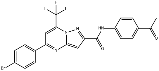N-(4-acetylphenyl)-5-(4-bromophenyl)-7-(trifluoromethyl)pyrazolo[1,5-a]pyrimidine-2-carboxamide Struktur
