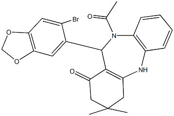 10-acetyl-11-(6-bromo-1,3-benzodioxol-5-yl)-3,3-dimethyl-2,3,4,5,10,11-hexahydro-1H-dibenzo[b,e][1,4]diazepin-1-one|