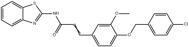N-(1,3-benzothiazol-2-yl)-3-{4-[(4-chlorobenzyl)oxy]-3-methoxyphenyl}acrylamide Struktur
