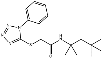 2-[(1-phenyl-1H-tetraazol-5-yl)sulfanyl]-N-(1,1,3,3-tetramethylbutyl)acetamide 结构式
