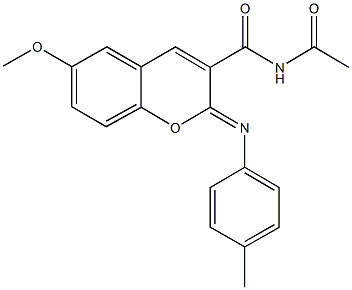 N-acetyl-6-methoxy-2-[(4-methylphenyl)imino]-2H-chromene-3-carboxamide Struktur