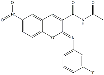 N-acetyl-2-[(3-fluorophenyl)imino]-6-nitro-2H-chromene-3-carboxamide Structure