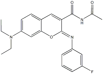 N-acetyl-7-(diethylamino)-2-[(3-fluorophenyl)imino]-2H-chromene-3-carboxamide Structure