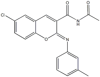 N-acetyl-6-chloro-2-[(3-methylphenyl)imino]-2H-chromene-3-carboxamide Structure