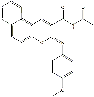 N-acetyl-3-[(4-methoxyphenyl)imino]-3H-benzo[f]chromene-2-carboxamide Struktur