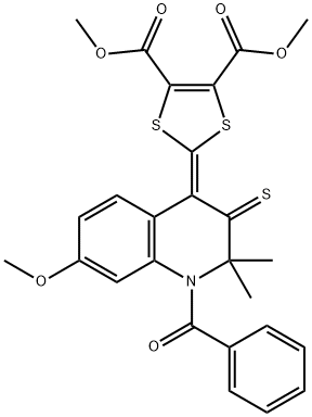dimethyl 2-(1-benzoyl-7-methoxy-2,2-dimethyl-3-thioxo-2,3-dihydro-4(1H)-quinolinylidene)-1,3-dithiole-4,5-dicarboxylate,330179-57-2,结构式
