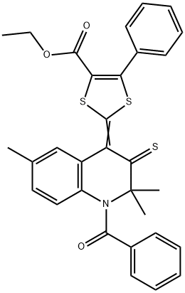 ethyl 2-(1-benzoyl-2,2,6-trimethyl-3-thioxo-2,3-dihydro-4(1H)-quinolinylidene)-5-phenyl-1,3-dithiole-4-carboxylate Structure