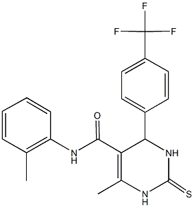 6-methyl-N-(2-methylphenyl)-2-thioxo-4-[4-(trifluoromethyl)phenyl]-1,2,3,4-tetrahydro-5-pyrimidinecarboxamide Struktur
