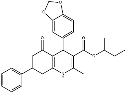 330205-00-0 sec-butyl 4-(1,3-benzodioxol-5-yl)-2-methyl-5-oxo-7-phenyl-1,4,5,6,7,8-hexahydro-3-quinolinecarboxylate