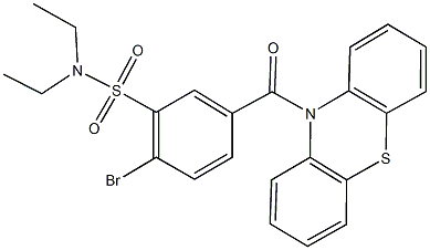 2-bromo-N,N-diethyl-5-(10H-phenothiazin-10-ylcarbonyl)benzenesulfonamide Structure