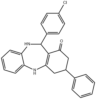 11-(4-chlorophenyl)-3-phenyl-2,3,4,5,10,11-hexahydro-1H-dibenzo[b,e][1,4]diazepin-1-one Struktur