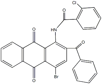 N-(2-benzoyl-4-bromo-9,10-dioxo-9,10-dihydroanthracen-1-yl)-2-chlorobenzamide Struktur