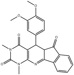5-[3,4-bis(methyloxy)phenyl]-1,3-dimethyl-5,5a-dihydro-1H-indeno[2',1':5,6]pyrido[2,3-d]pyrimidine-2,4,6(3H)-trione Structure