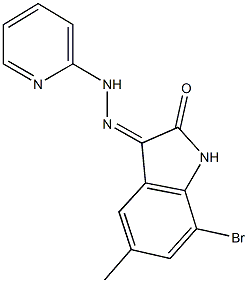 7-bromo-5-methyl-1H-indole-2,3-dione 3-(2-pyridinylhydrazone) Structure