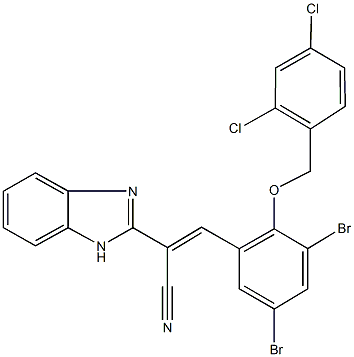 2-(1H-benzimidazol-2-yl)-3-{3,5-dibromo-2-[(2,4-dichlorobenzyl)oxy]phenyl}acrylonitrile Structure