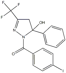 1-[(4-iodophenyl)carbonyl]-5-phenyl-3-(trifluoromethyl)-4,5-dihydro-1H-pyrazol-5-ol Struktur