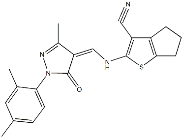 330471-14-2 2-({[1-(2,4-dimethylphenyl)-3-methyl-5-oxo-1,5-dihydro-4H-pyrazol-4-ylidene]methyl}amino)-5,6-dihydro-4H-cyclopenta[b]thiophene-3-carbonitrile
