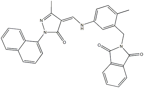 330471-21-1 2-[2-methyl-5-({[3-methyl-1-(1-naphthyl)-5-oxo-1,5-dihydro-4H-pyrazol-4-ylidene]methyl}amino)benzyl]-1H-isoindole-1,3(2H)-dione