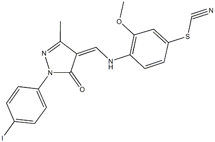 4-({[1-(4-iodophenyl)-3-methyl-5-oxo-1,5-dihydro-4H-pyrazol-4-ylidene]methyl}amino)-3-methoxyphenyl thiocyanate Struktur