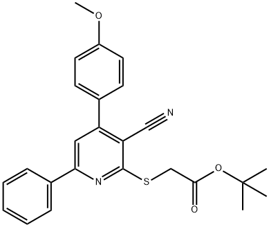 tert-butyl {[3-cyano-4-(4-methoxyphenyl)-6-phenyl-2-pyridinyl]sulfanyl}acetate Structure