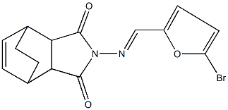 4-{[(5-bromo-2-furyl)methylene]amino}-4-azatricyclo[5.2.2.0~2,6~]undec-8-ene-3,5-dione Struktur