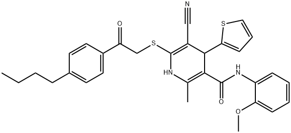6-{[2-(4-butylphenyl)-2-oxoethyl]sulfanyl}-5-cyano-N-(2-methoxyphenyl)-2-methyl-4-(2-thienyl)-1,4-dihydro-3-pyridinecarboxamide Structure